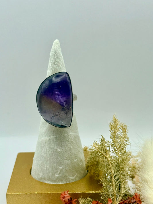 Sterling Silver Amethyst Gemstone Adjustable Handmade Ring