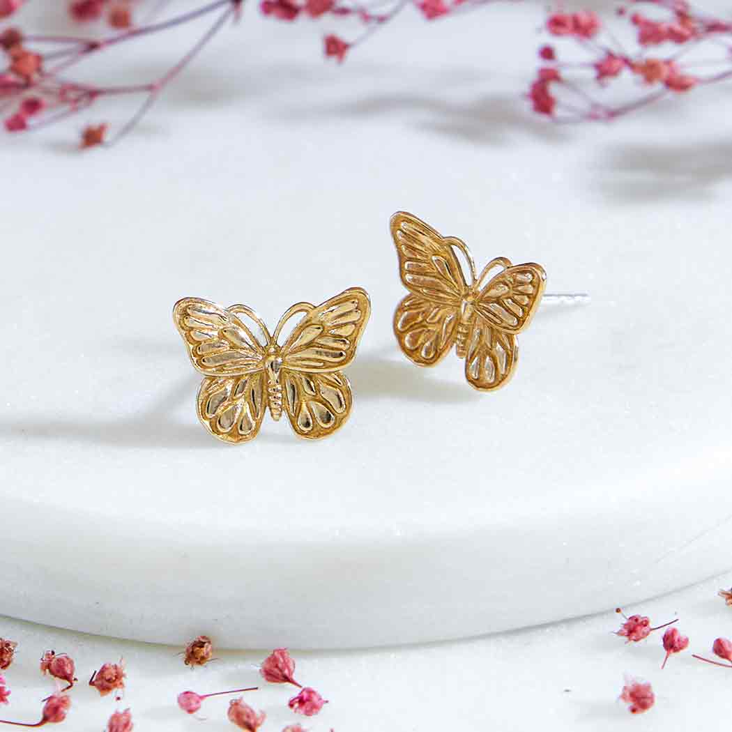 🦋 Bronze Butterfly Stud Earrings