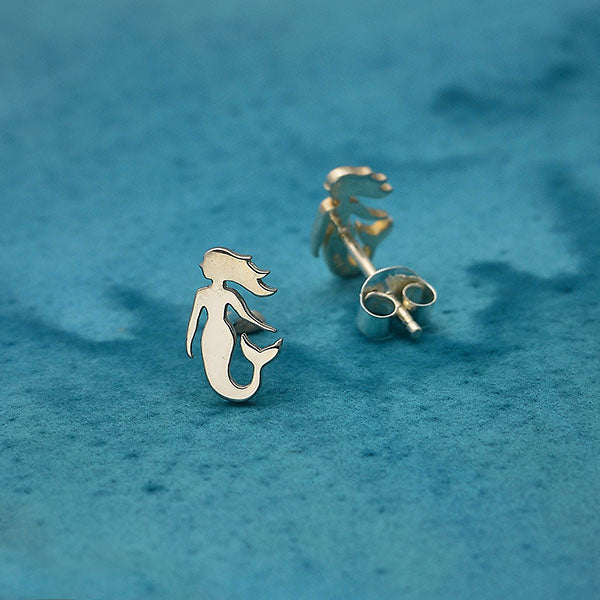 Silver Mermaid Stud Earrings