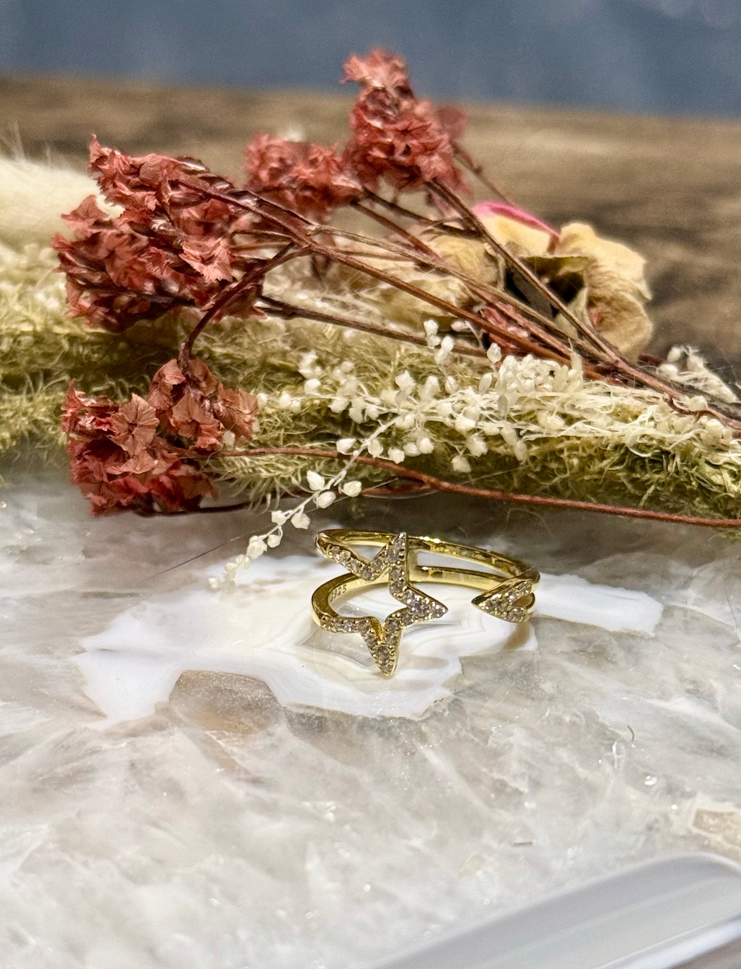 18k Gold Plated Sterling Silver Shooting Star Ring