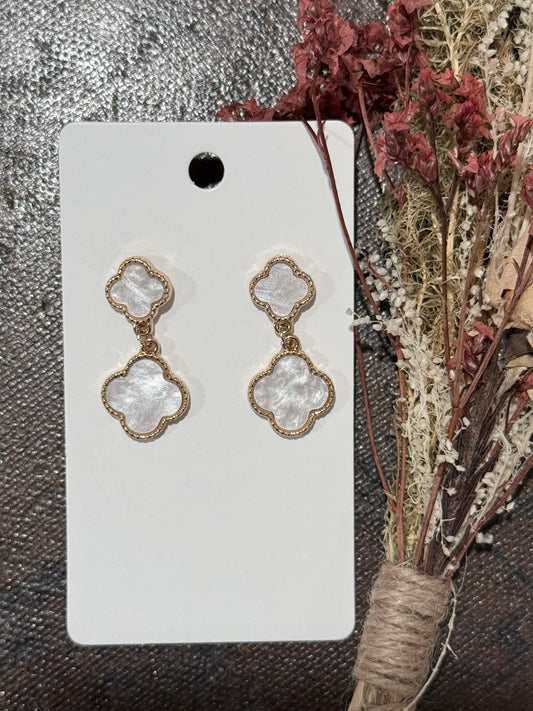 Silver Four-Leaf-Clover Dangling Earrings