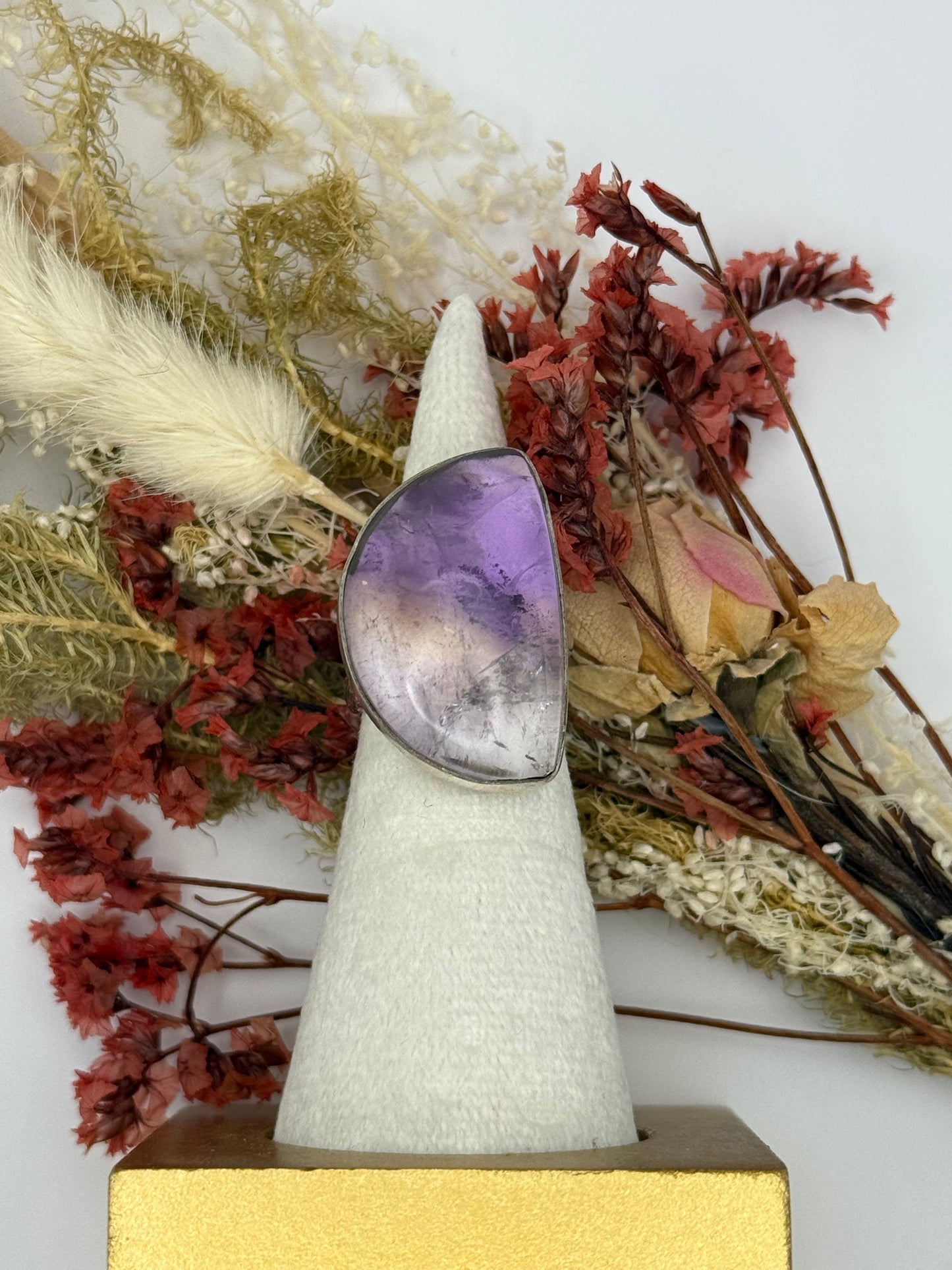 Sterling Silver Amethyst Gemstone Adjustable Handmade Ring