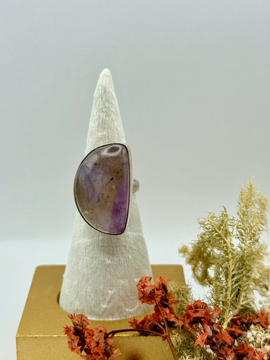 Sterling Silver Amethyst Gemstone Adjustable Handmade Ring