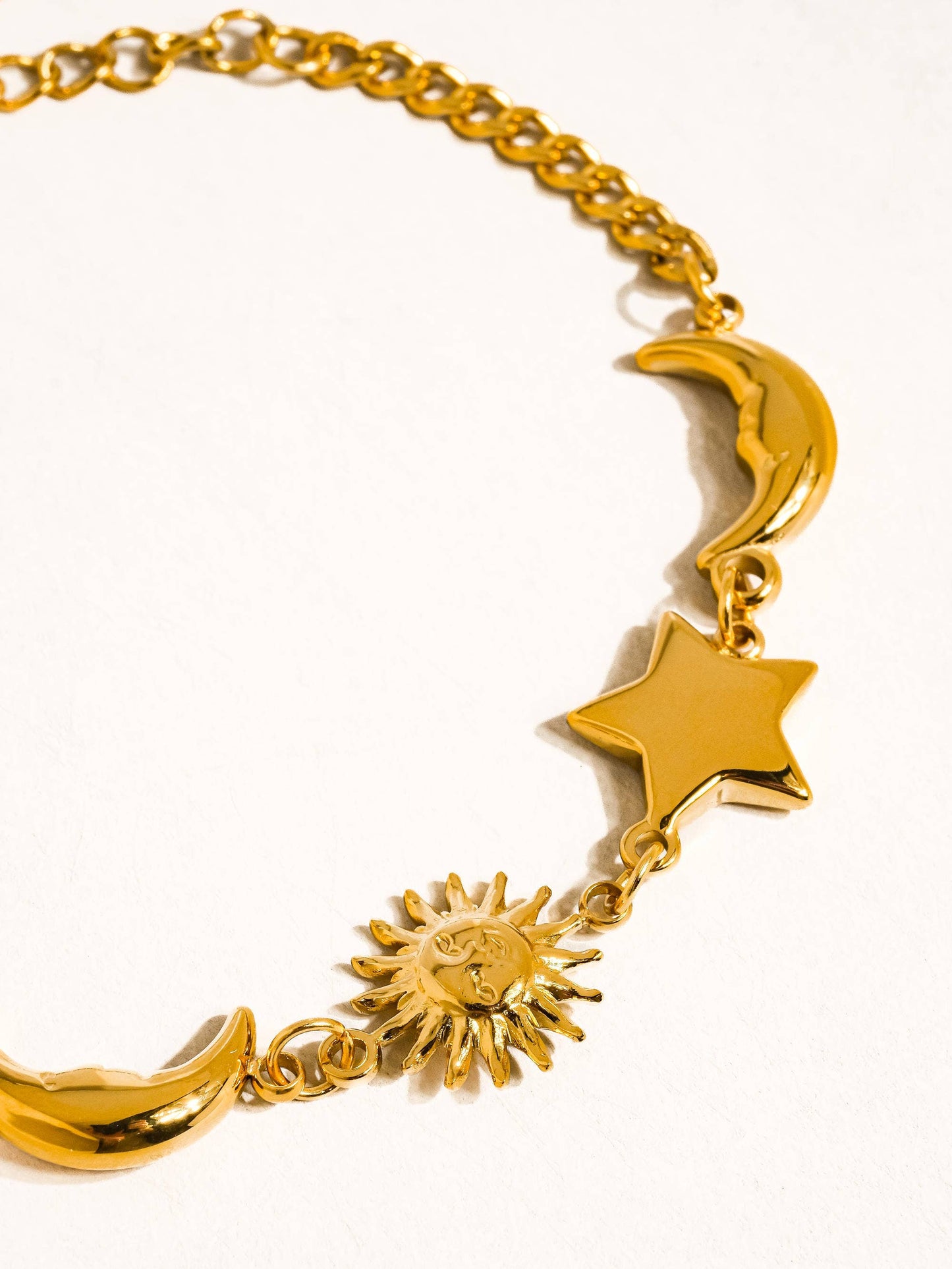 18K Gold Non-Tarnish Sun and Star Bracelet