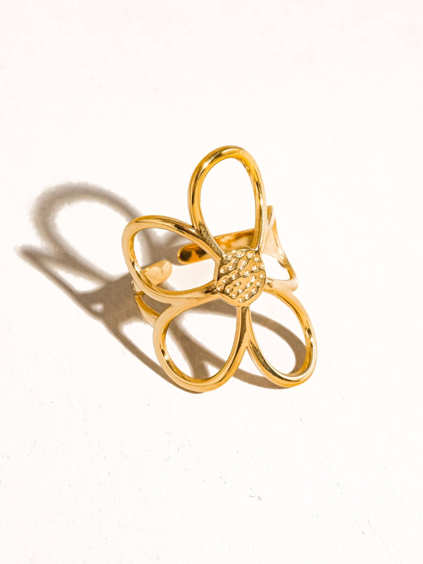 18K Non-Tarnish Large Floral Ring