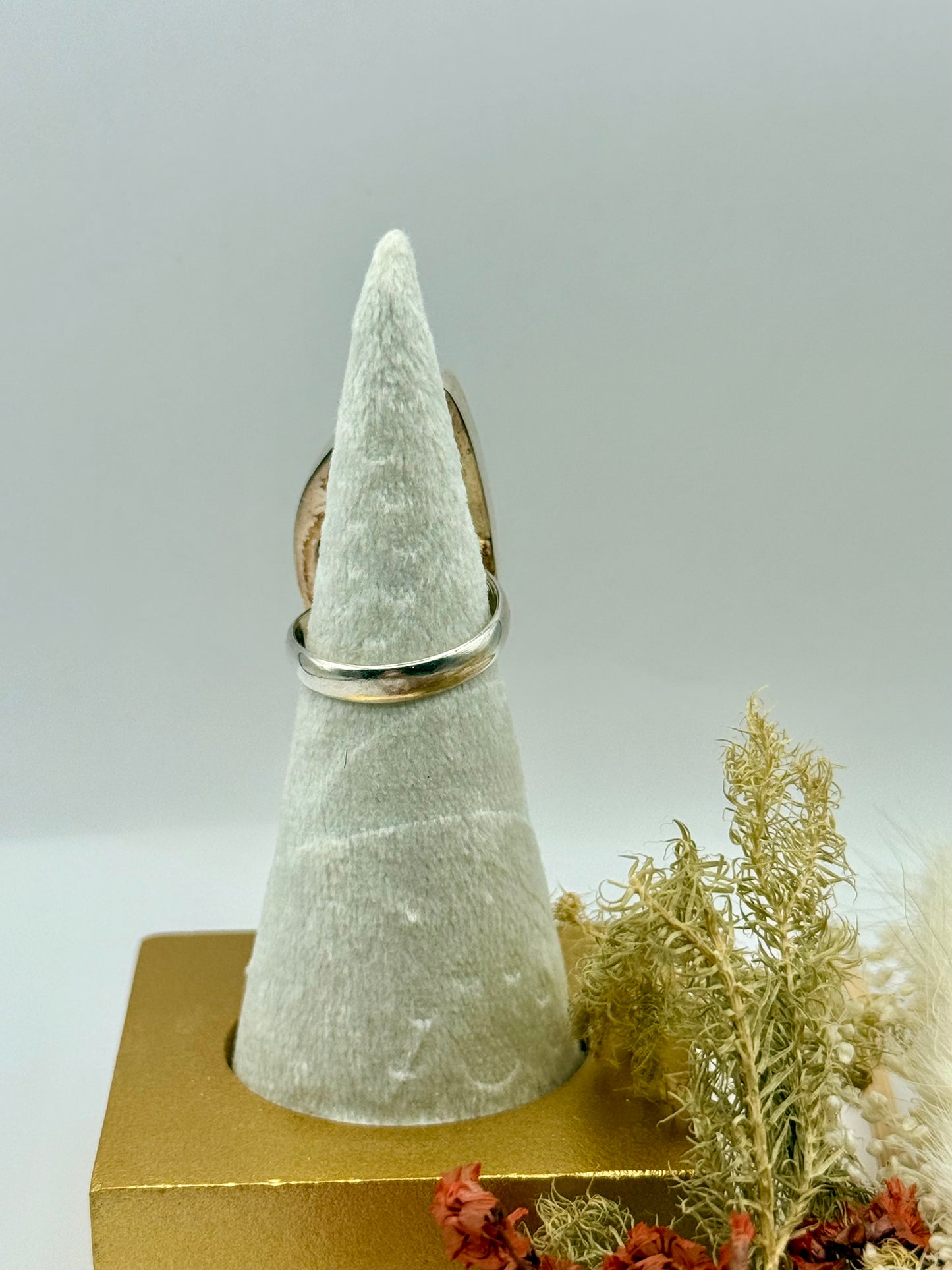 Sterling Silver Amber Gemstone Adjustable Handmade Ring