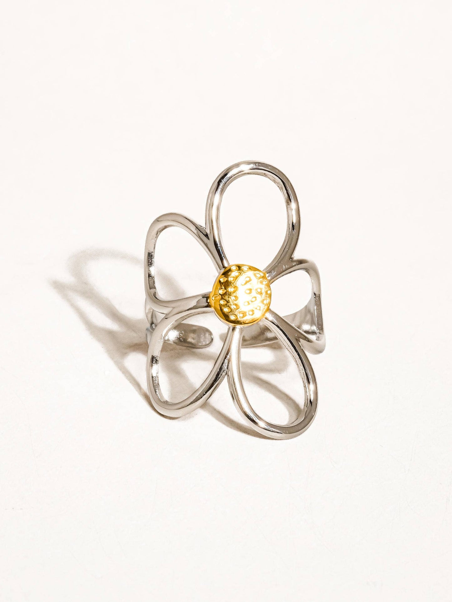 18K Non-Tarnish Large Floral Ring