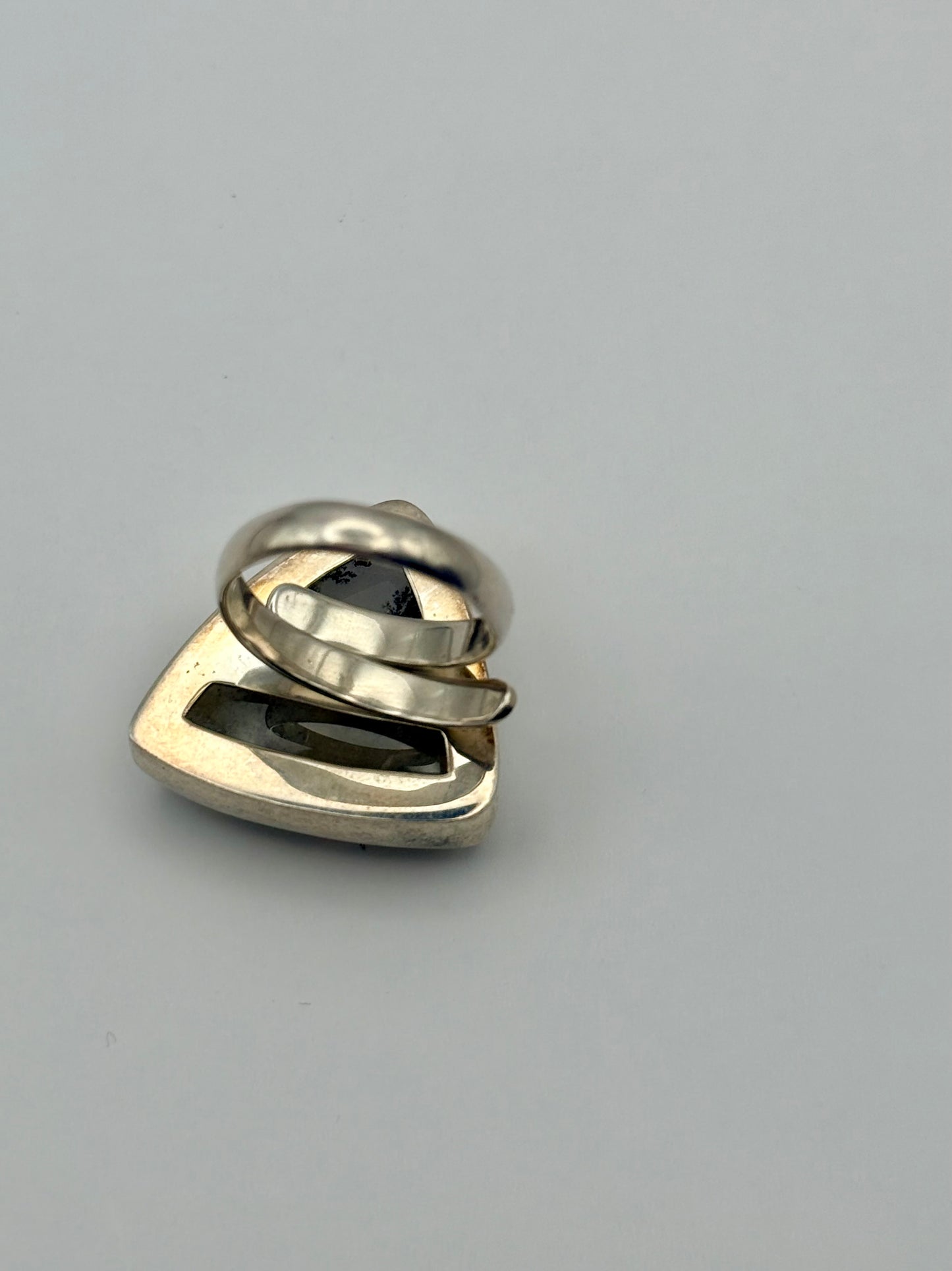 Sterling Silver Dendritic Agate Gemstone Adjustable Handmade Ring