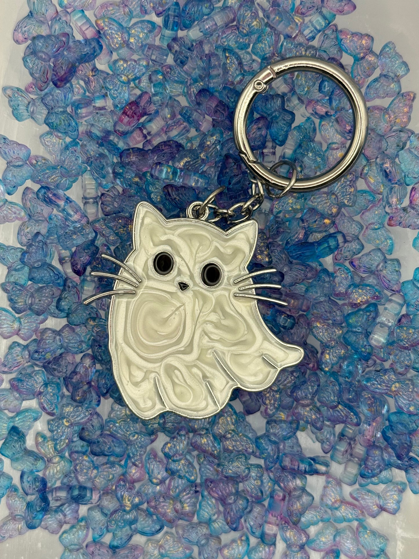 Spooky Cat Ghost Keychain