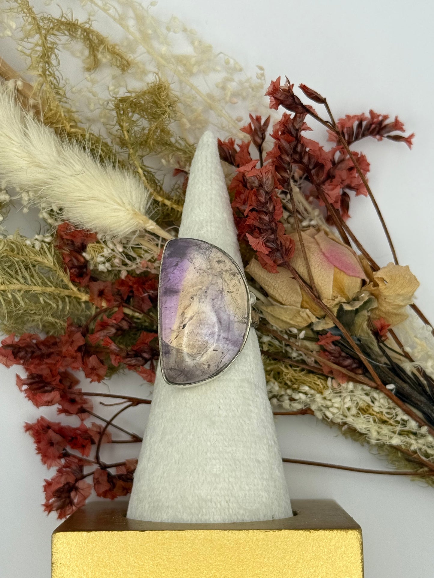 Sterling Silver Amethyst Gemstone Adjustable Handmade Ring