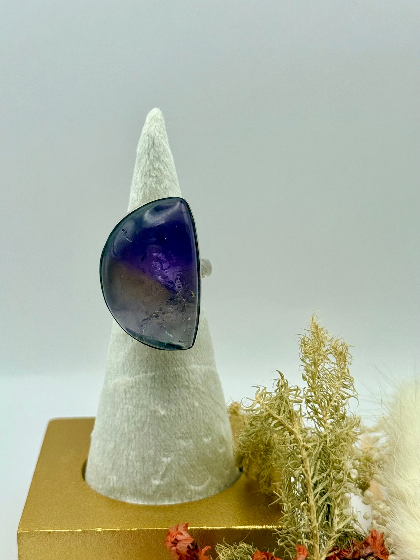 Sterling Silver Amethyst Gemstone Adjustable Handmade Ring