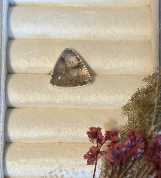 Sterling Silver Dendritic Agate Gemstone Adjustable Handmade Ring