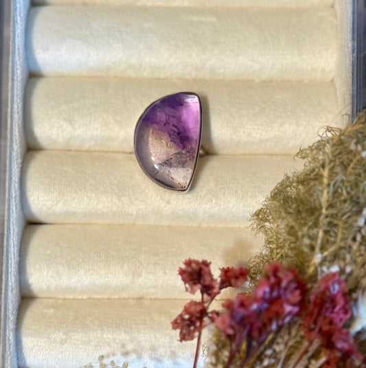 Sterling Silver Amethyst Gemstone Adjustable Handmade Ring