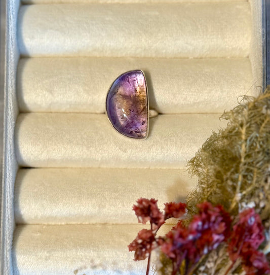 Sterling Silver Amethyst Gemstone Adjustable Handmade Ring