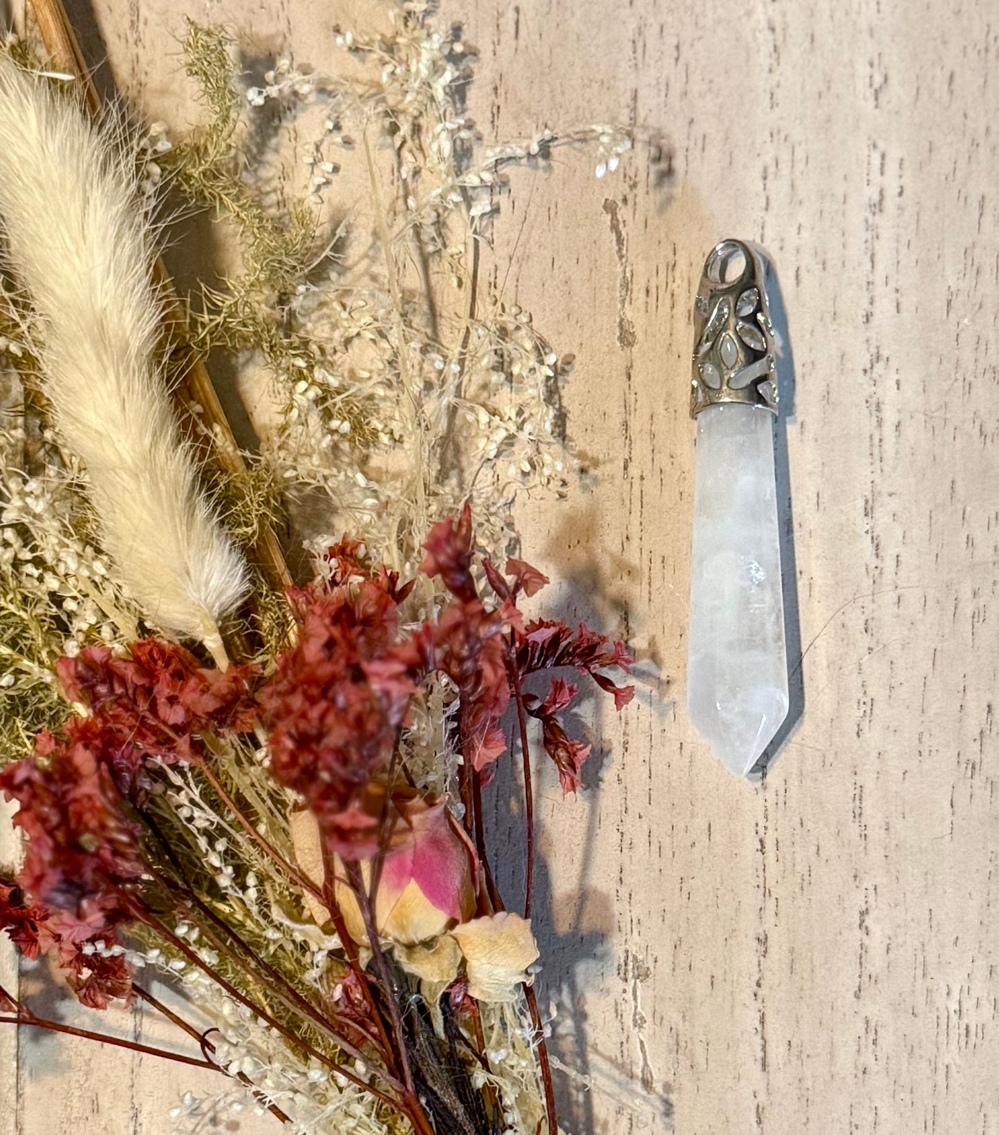 Clear Quartz Crystal Pillar Pendant