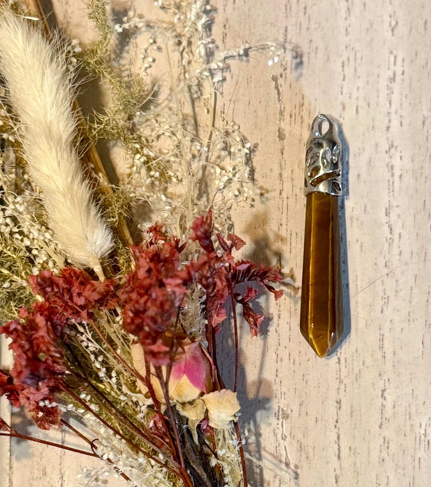 Tigers Eye Crystal Pillar Pendant