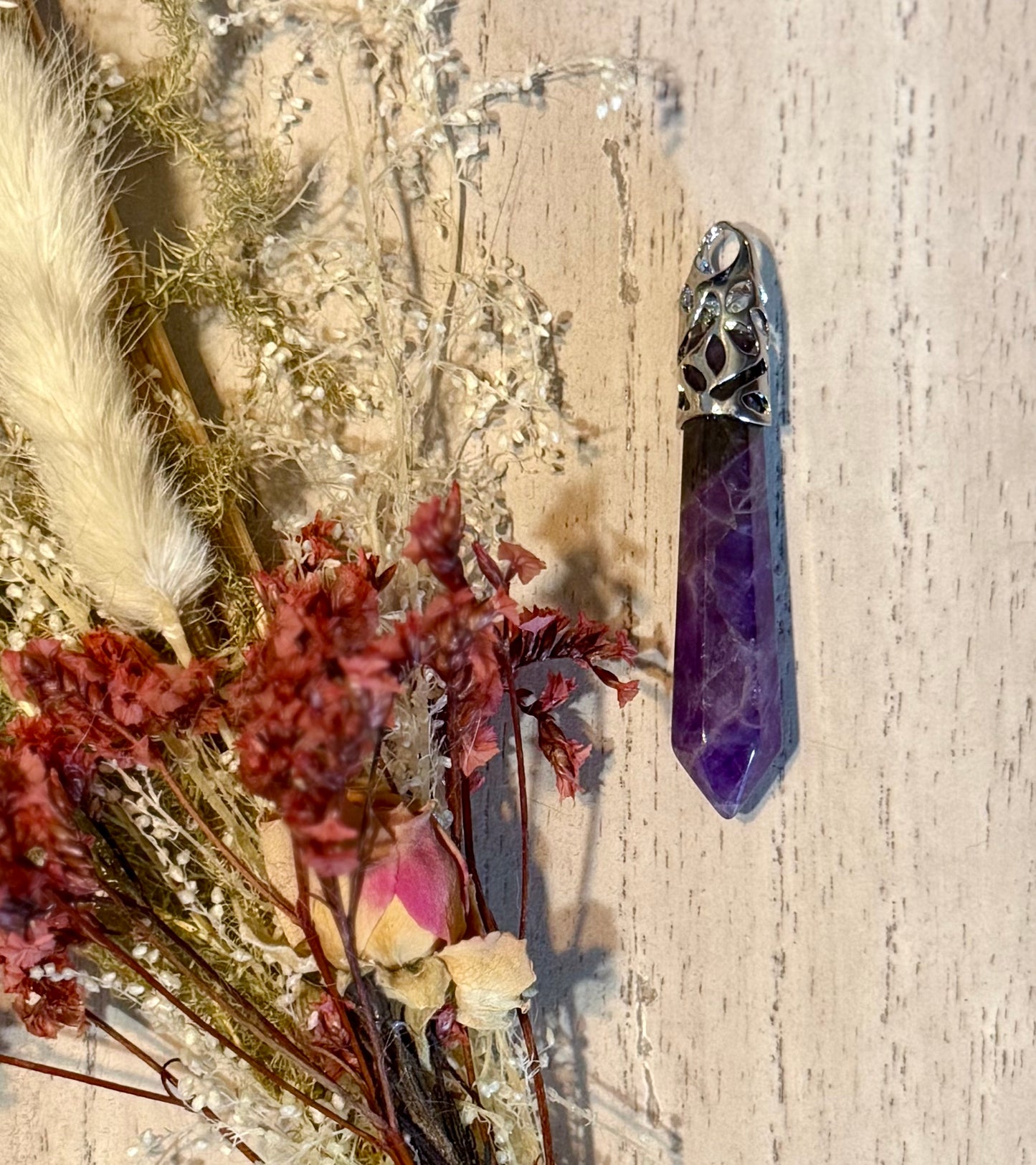 Amethyst Crystal Pillar Pendant
