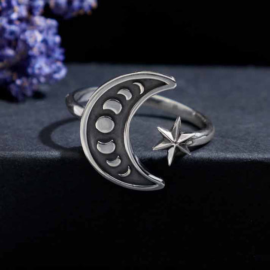 🌙 Silver Moon Phase Ring ⭐️