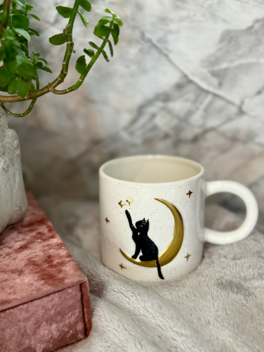 Cat + Moon Ceramic Mug