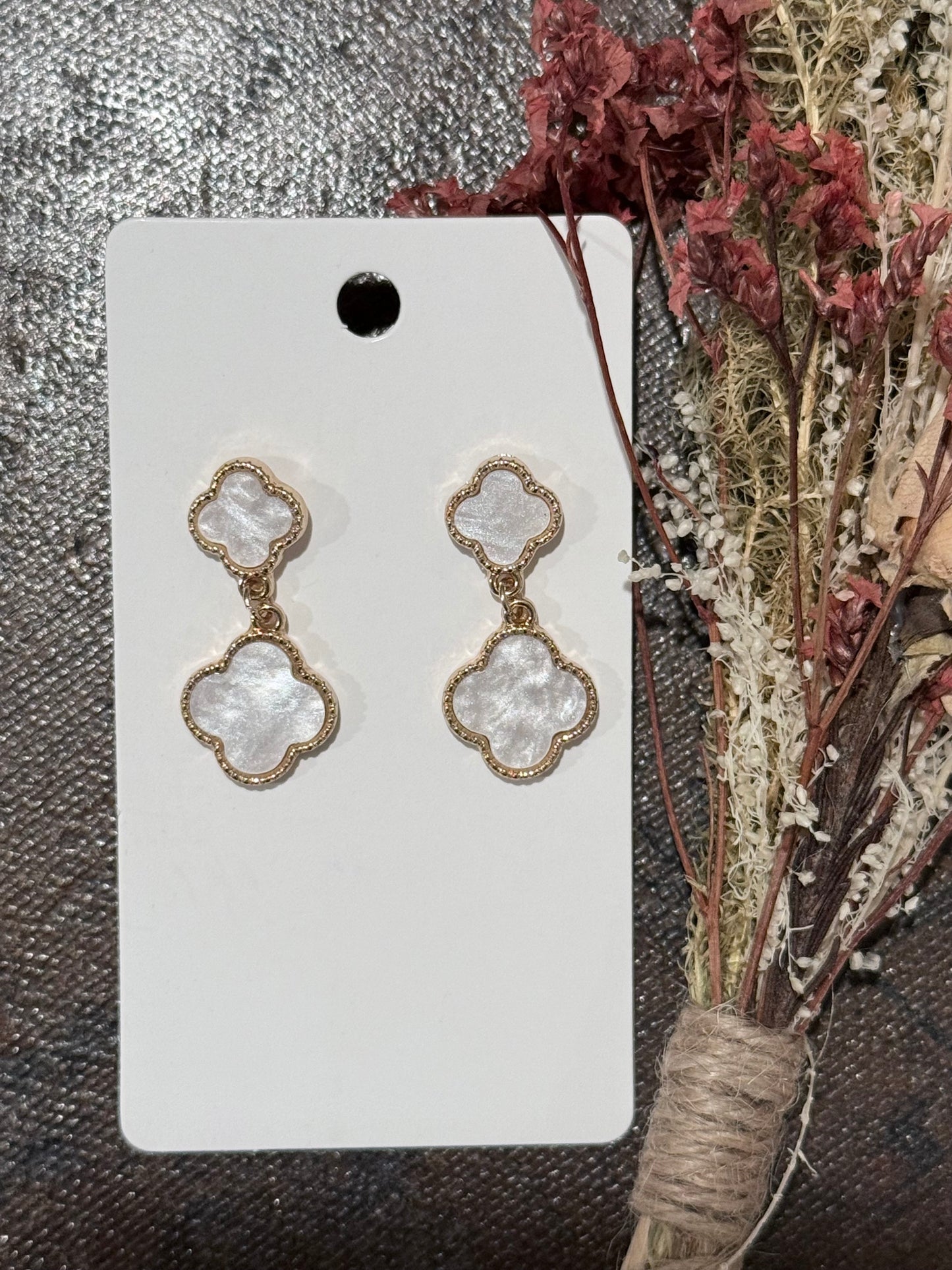 Silver Four-Leaf-Clover Dangling Earrings