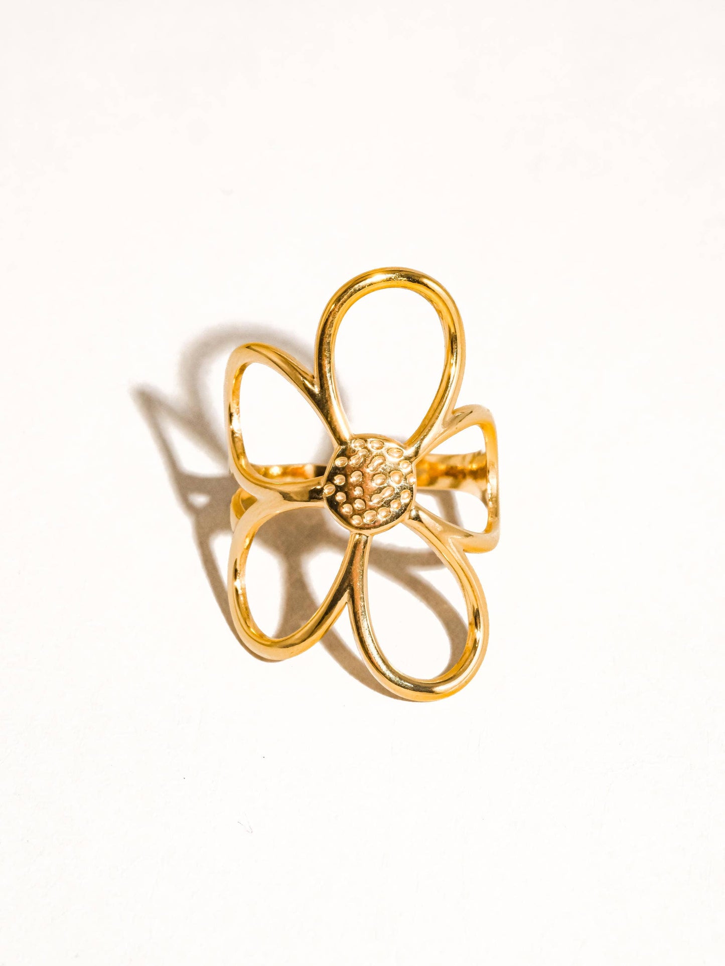 18K Non-Tarnish Large Floral Ring